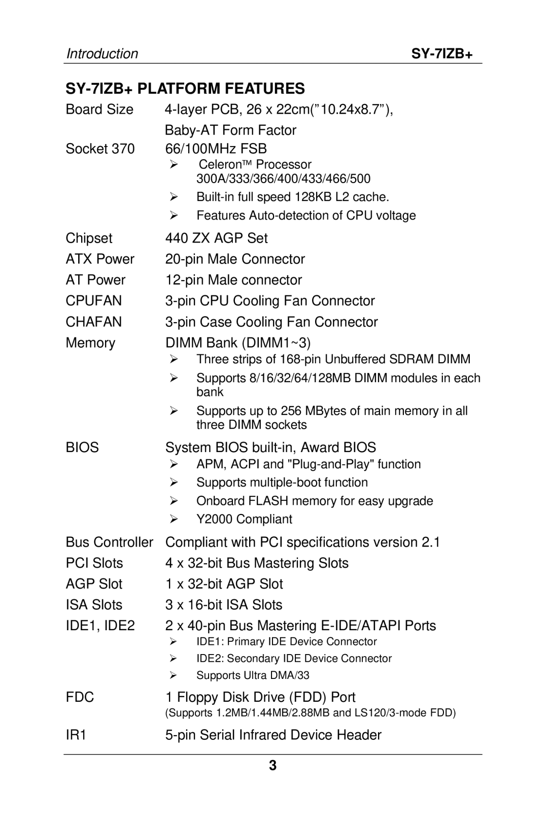 SOYO manual SY-7IZB+ Platform Features 