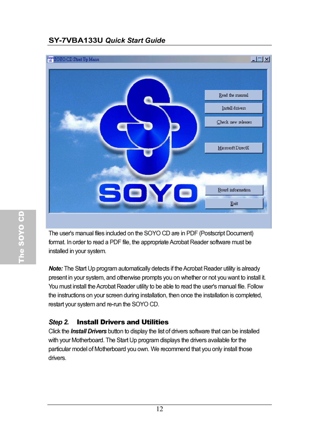 SOYO SY-7VBA133U quick start Install Drivers and Utilities 