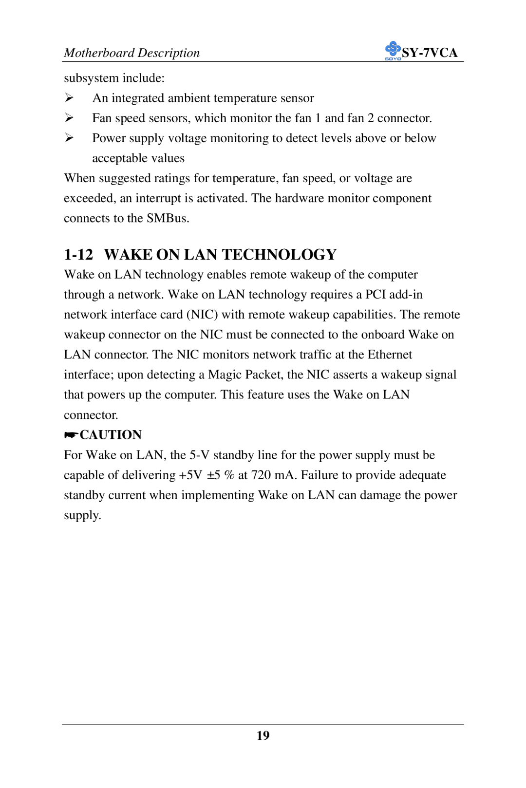 SOYO SY-7VCA user manual Wake on LAN Technology 