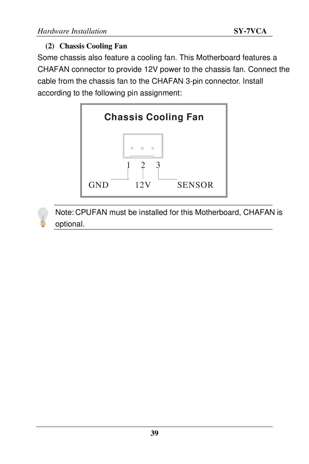 SOYO SY-7VCA user manual Chassis Cooling Fan 