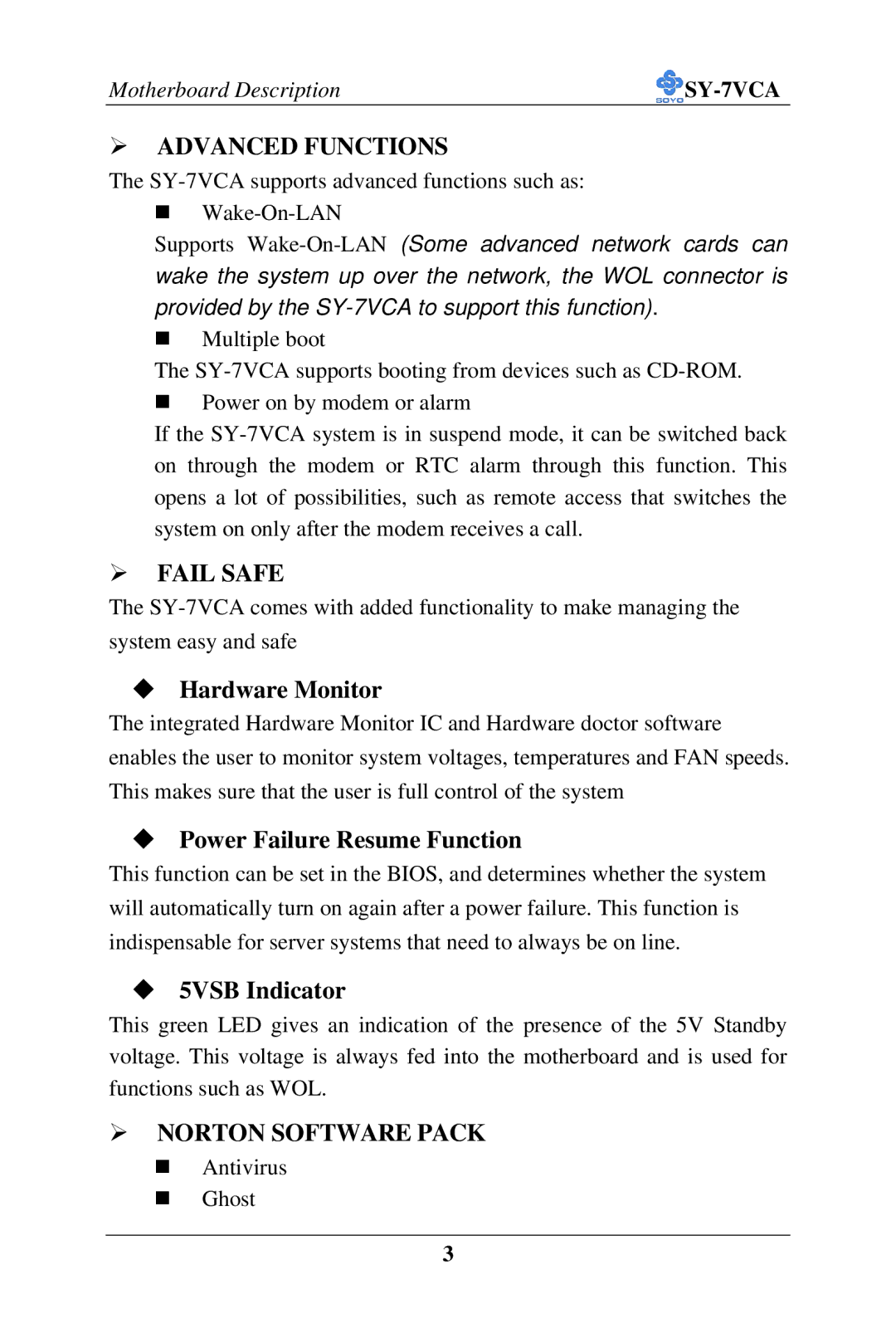 SOYO SY-7VCA user manual Norton Software Pack 