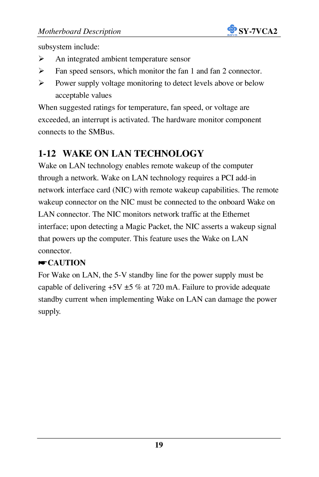 SOYO SY-7VCA2 user manual Wake on LAN Technology 