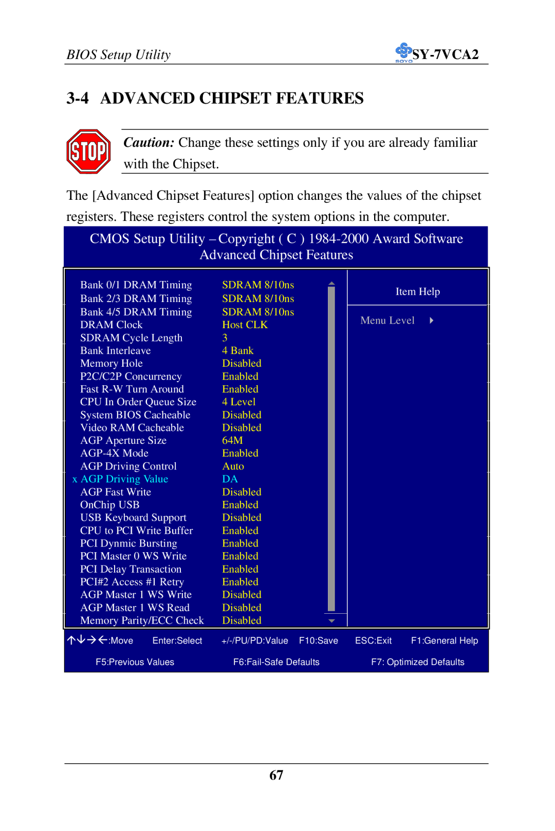 SOYO SY-7VCA2 user manual Advanced Chipset Features 