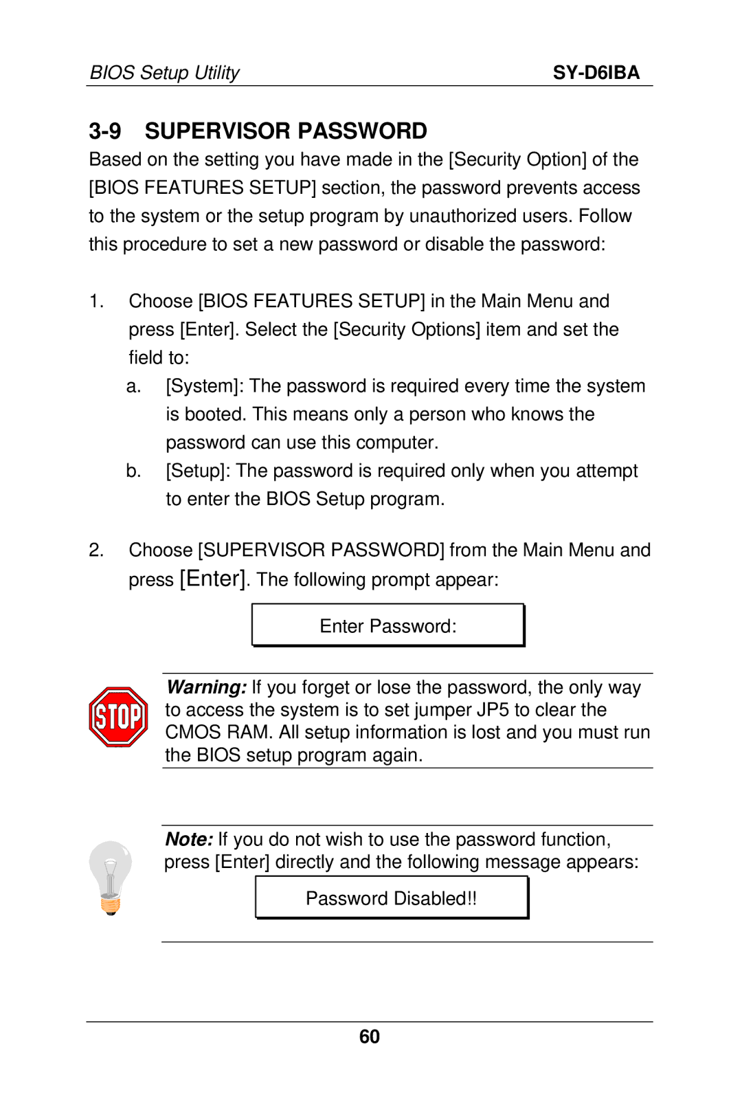 SOYO SY-D6IBA manual Supervisor Password 