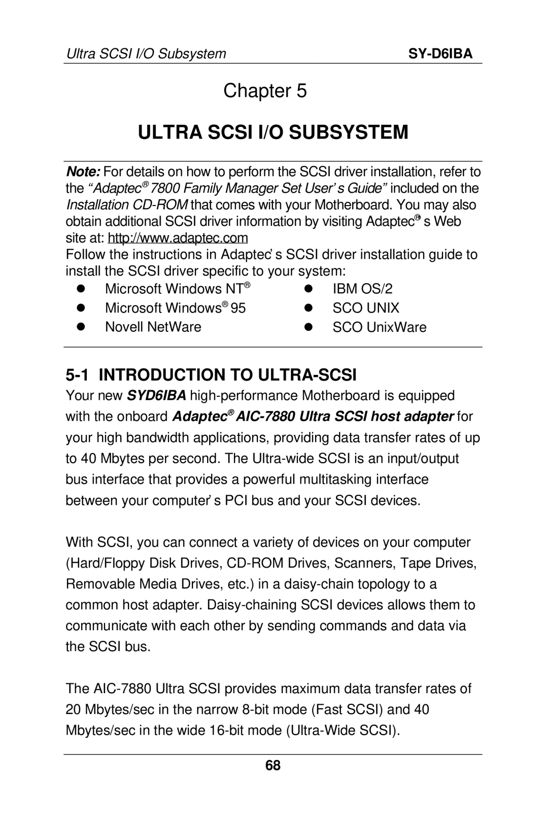 SOYO SY-D6IBA manual Ultra Scsi I/O Subsystem, Introduction to ULTRA-SCSI 