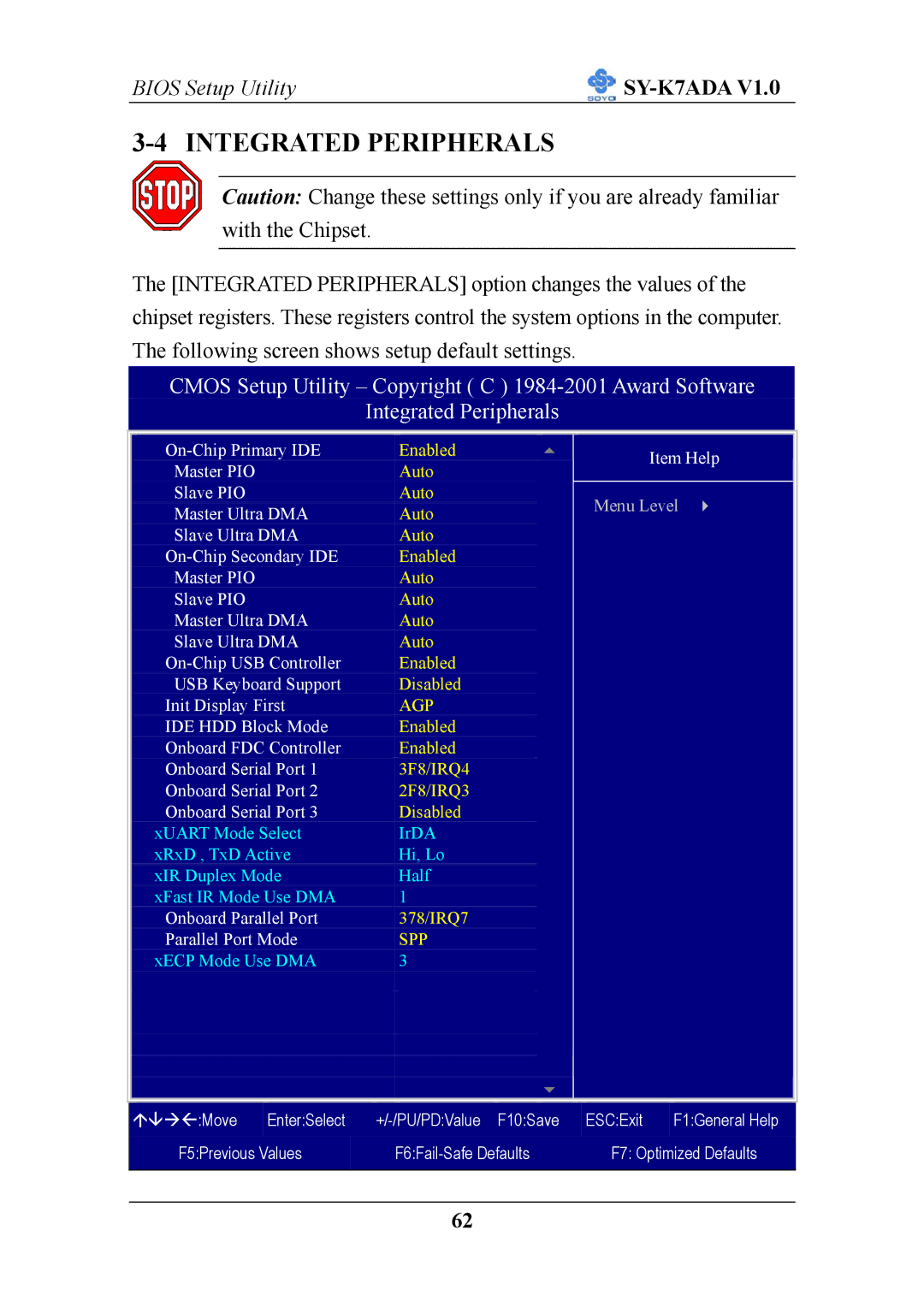 SOYO SY-K7ADA V1.0 user manual Integrated Peripherals, Agp 