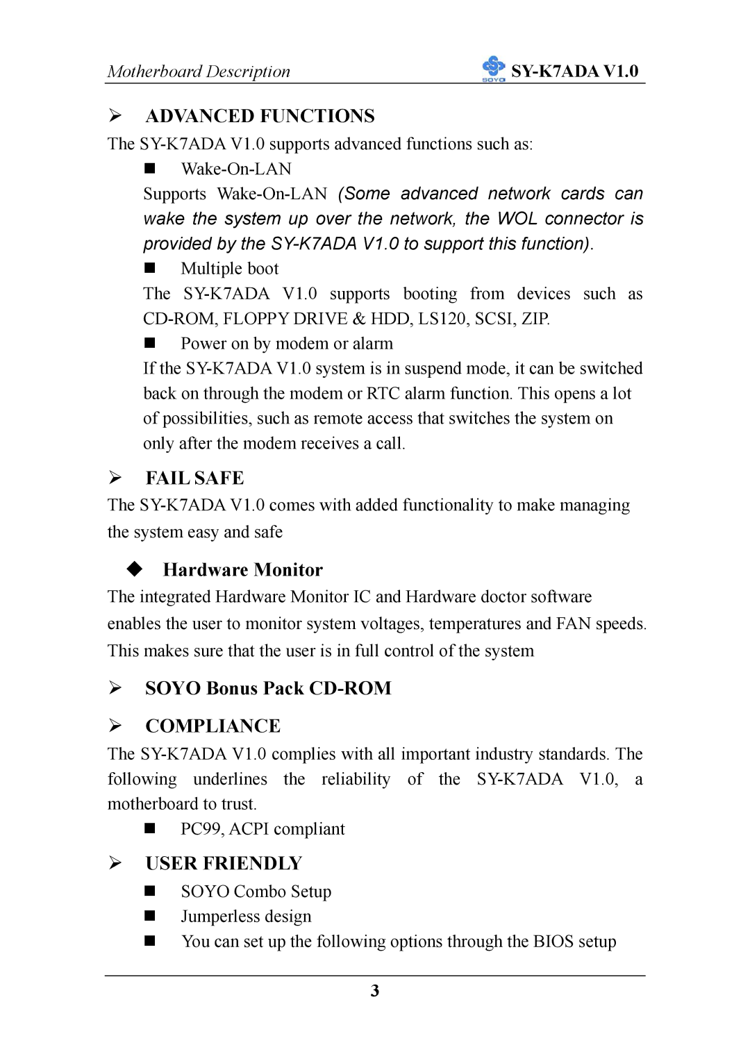 SOYO SY-K7ADA V1.0 user manual Advanced Functions 