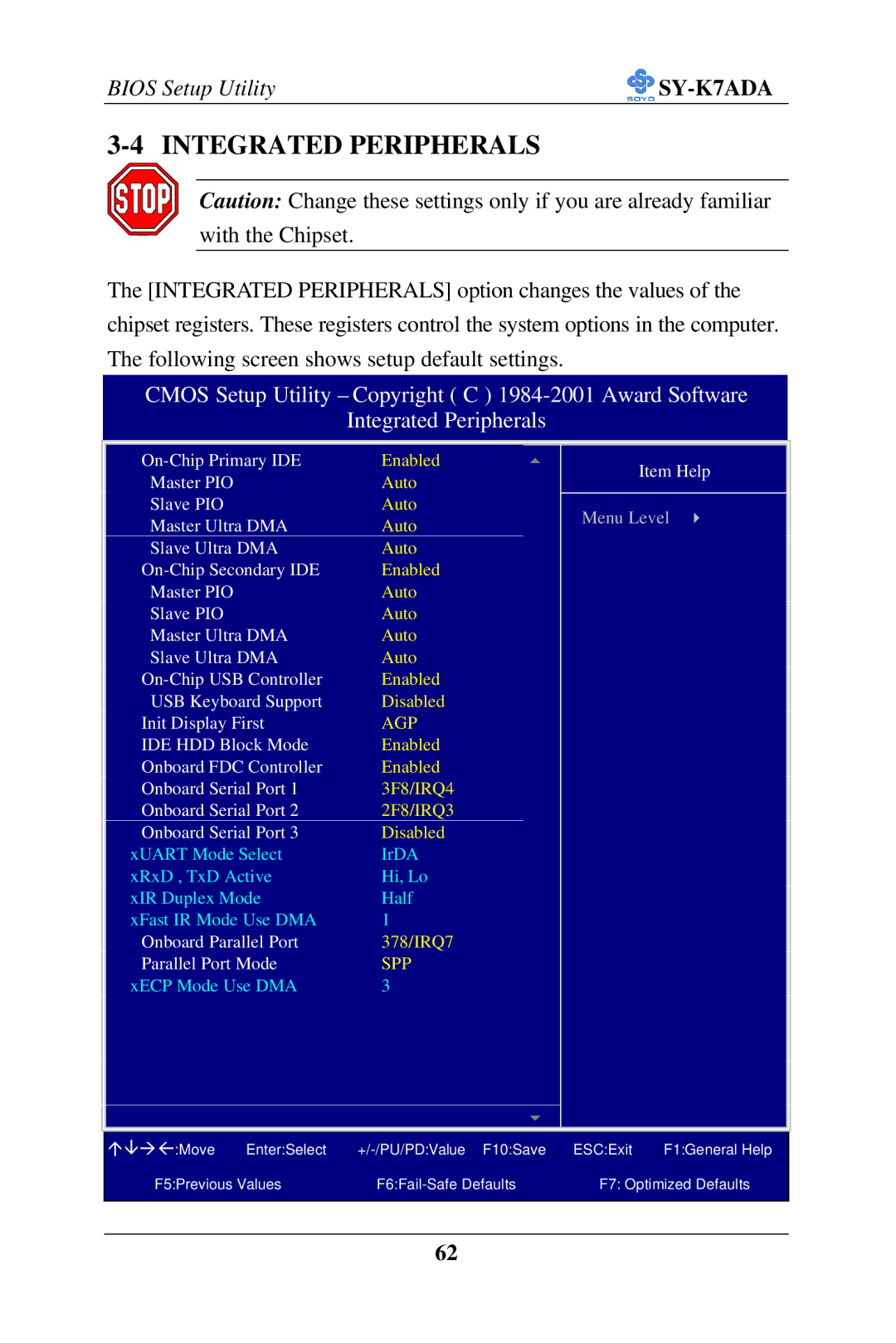 SOYO SY-K7ADA user manual Integrated Peripherals, Agp 