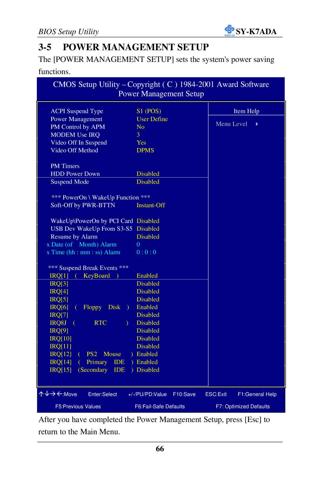 SOYO SY-K7ADA user manual Power Management Setup, Dpms 