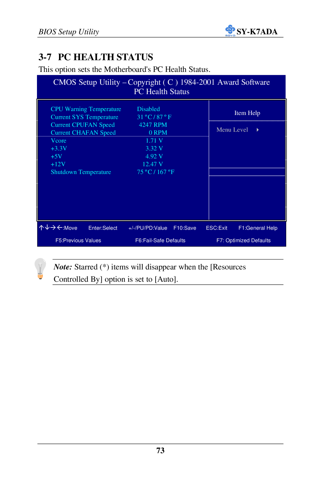 SOYO SY-K7ADA user manual PC Health Status 