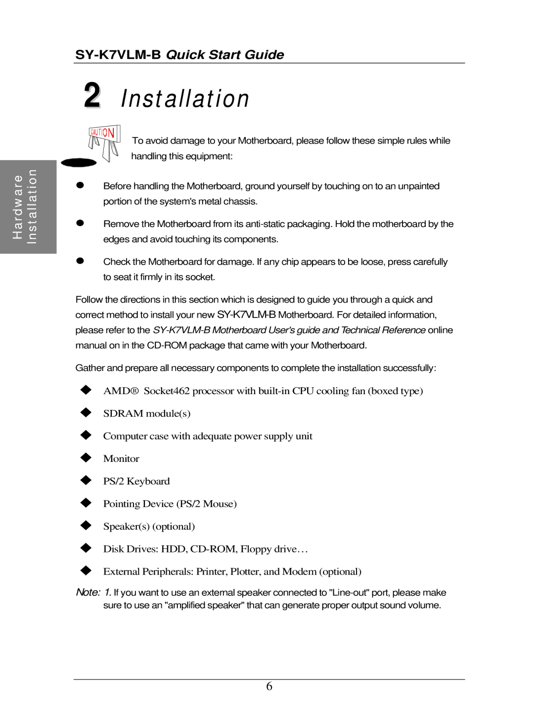 SOYO SY-K7VLM-B quick start Installation 