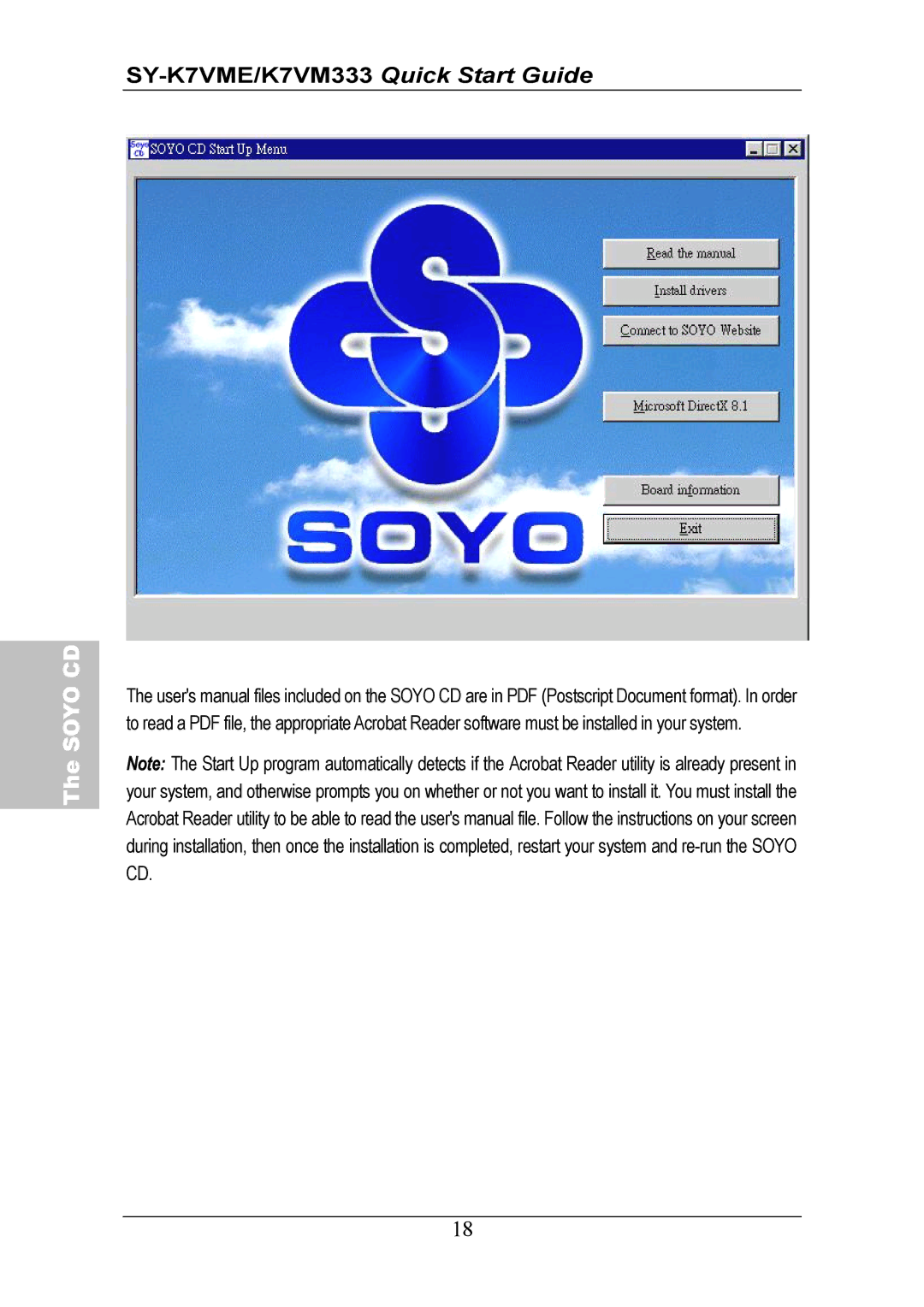 SOYO SY-K7VM333, SY-K7VME quick start Soyo CD 