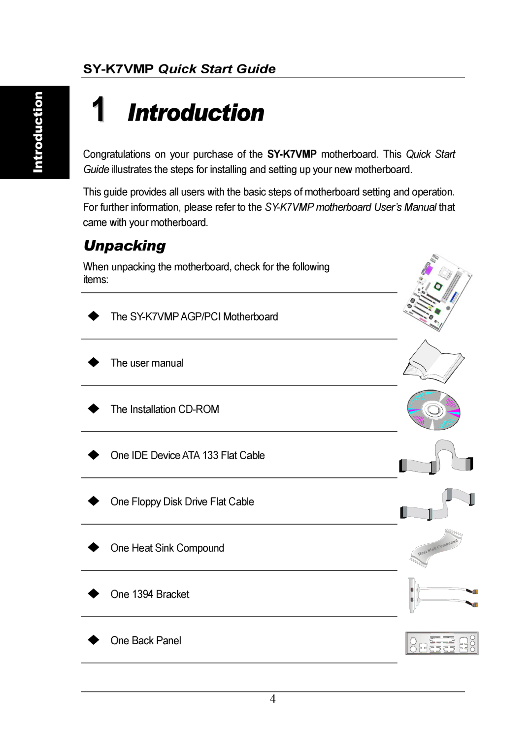 SOYO SY-K7VMP quick start Introduction, Unpacking 