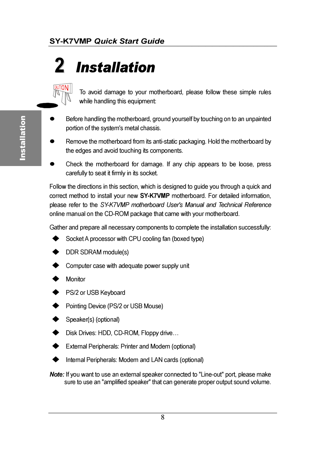 SOYO SY-K7VMP quick start Installation 