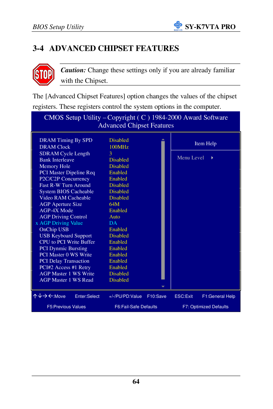 SOYO SY-K7VTA PRO user manual Advanced Chipset Features 