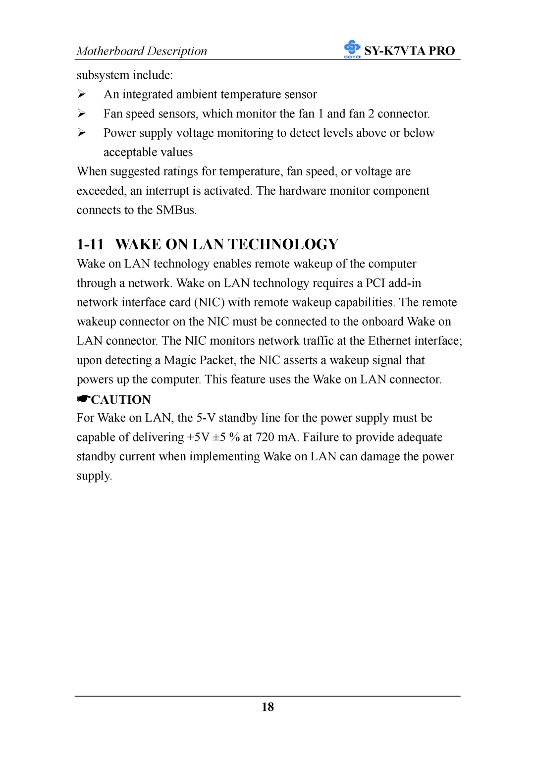 SOYO SY-K7VTA PRO user manual Wake on LAN Technology 