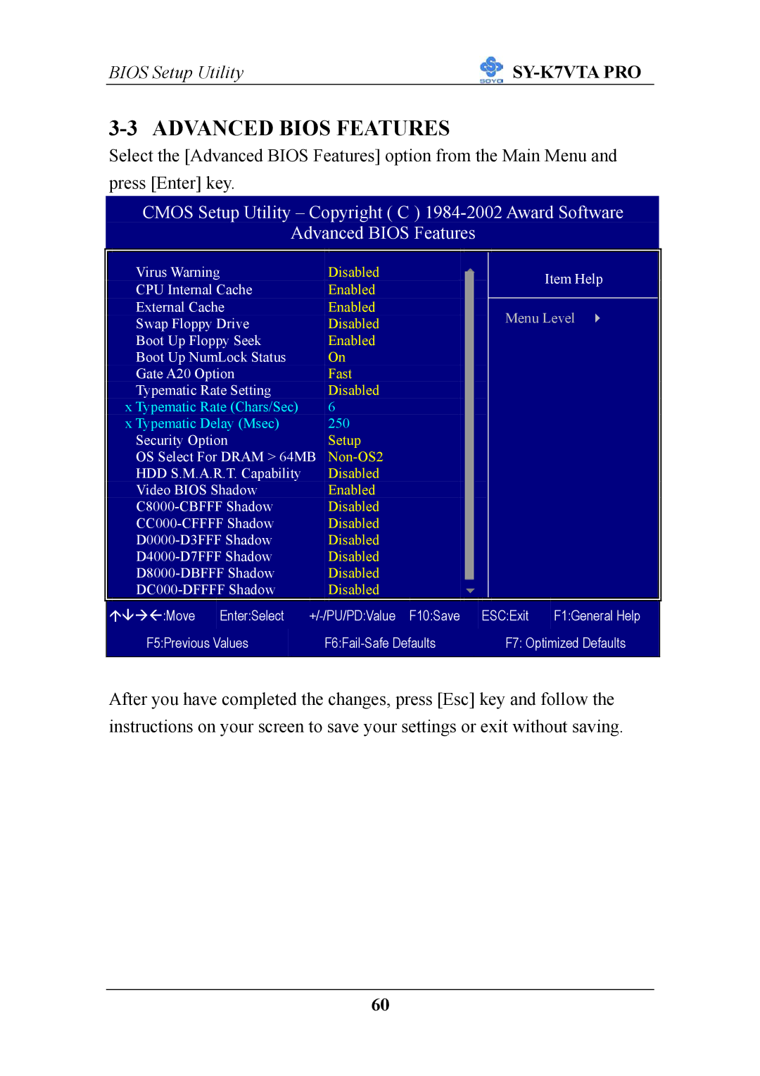 SOYO SY-K7VTA PRO user manual Advanced Bios Features 