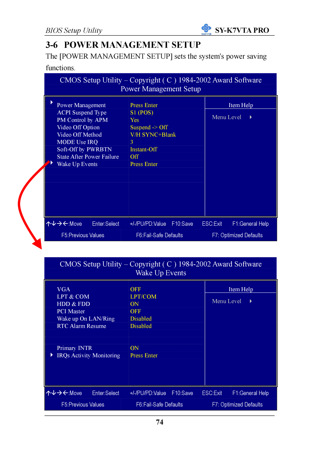 SOYO SY-K7VTA PRO user manual Power Management Setup, Hdd & Fdd 