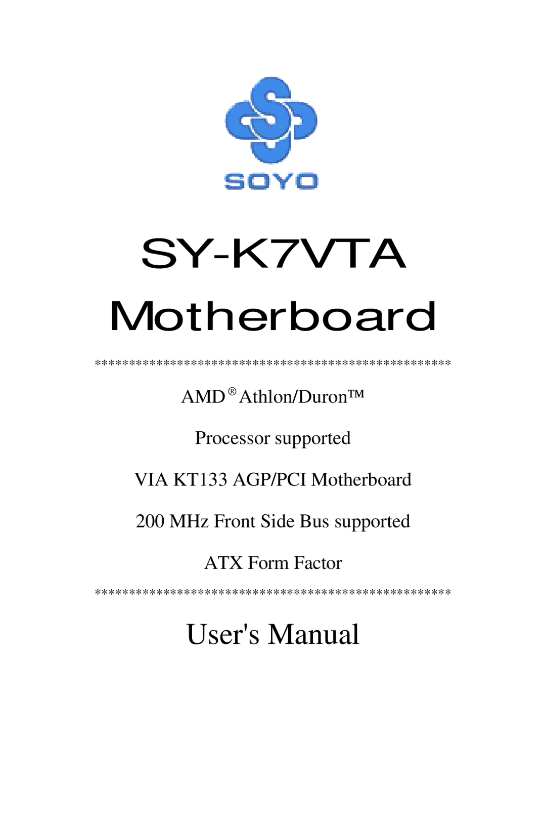 SOYO SY-K7VTA manual 