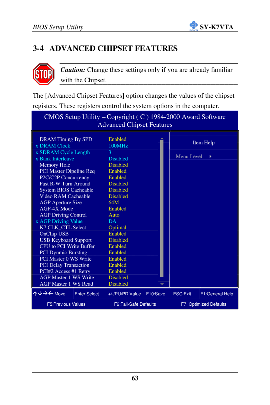 SOYO SY-K7VTA manual Advanced Chipset Features 