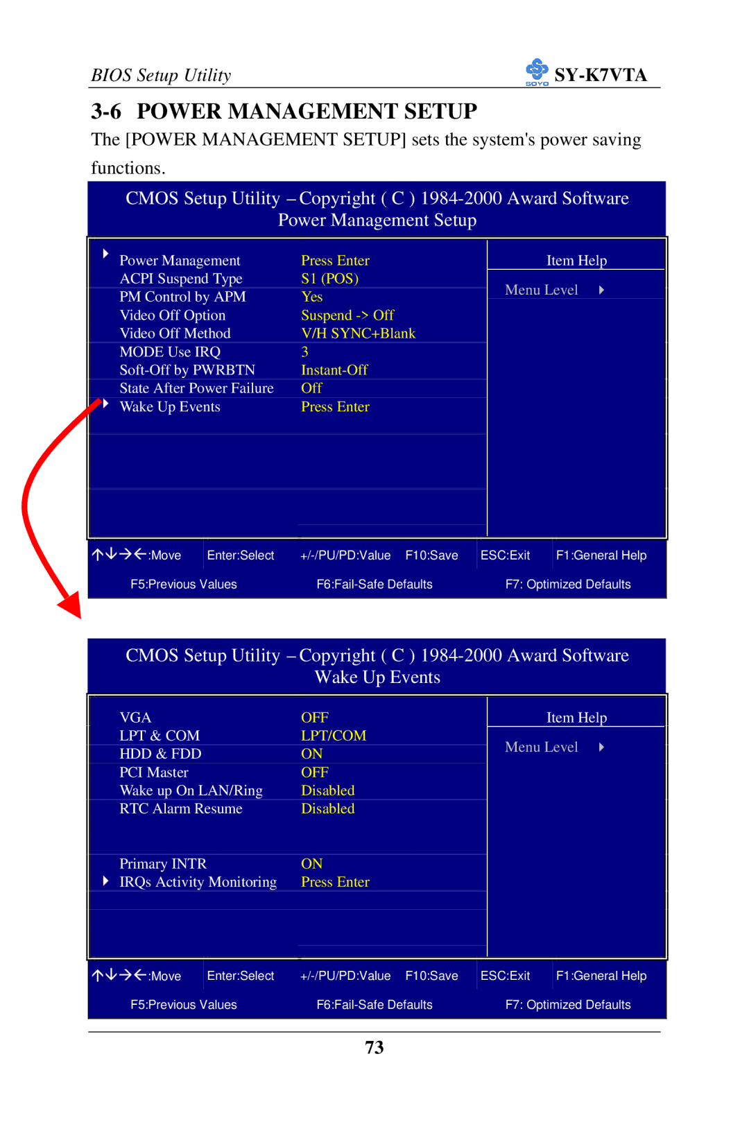 SOYO SY-K7VTA manual Power Management Setup, Hdd & Fdd 