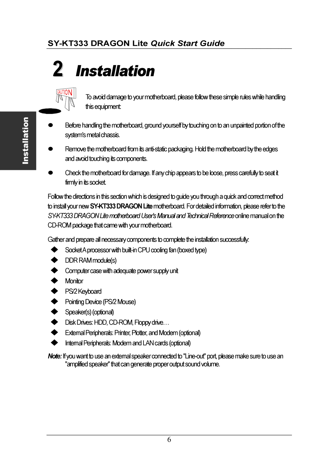 SOYO SY-KT333 quick start Installation 