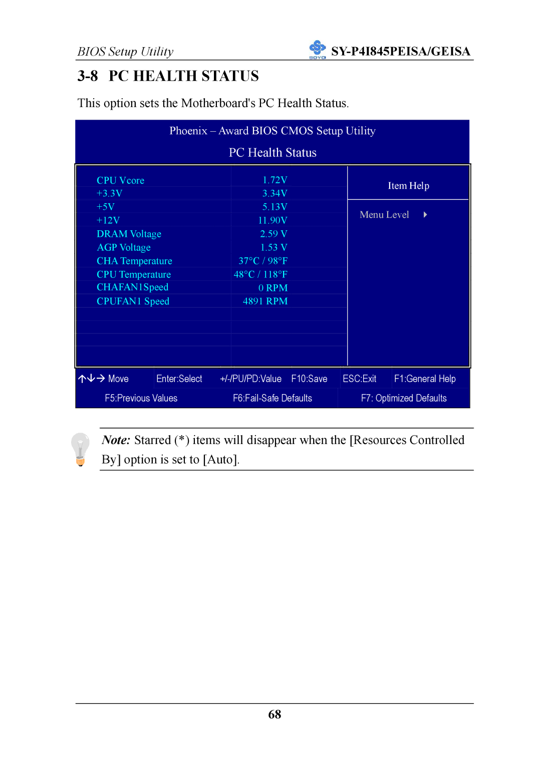 SOYO SY-P4I845PEISA manual PC Health Status 