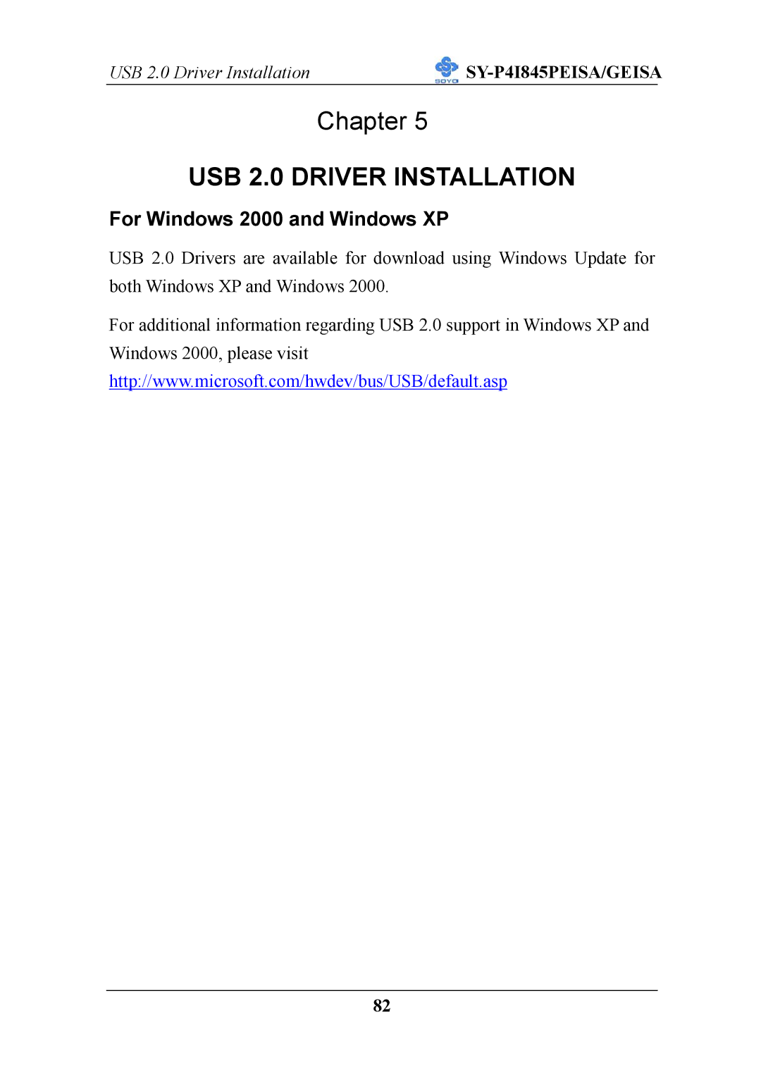 SOYO SY-P4I845PEISA manual USB 2.0 Driver Installation 