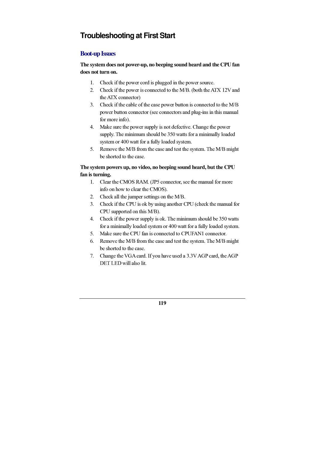 SOYO SY-P4I875P manual Troubleshooting at First Start, 119 