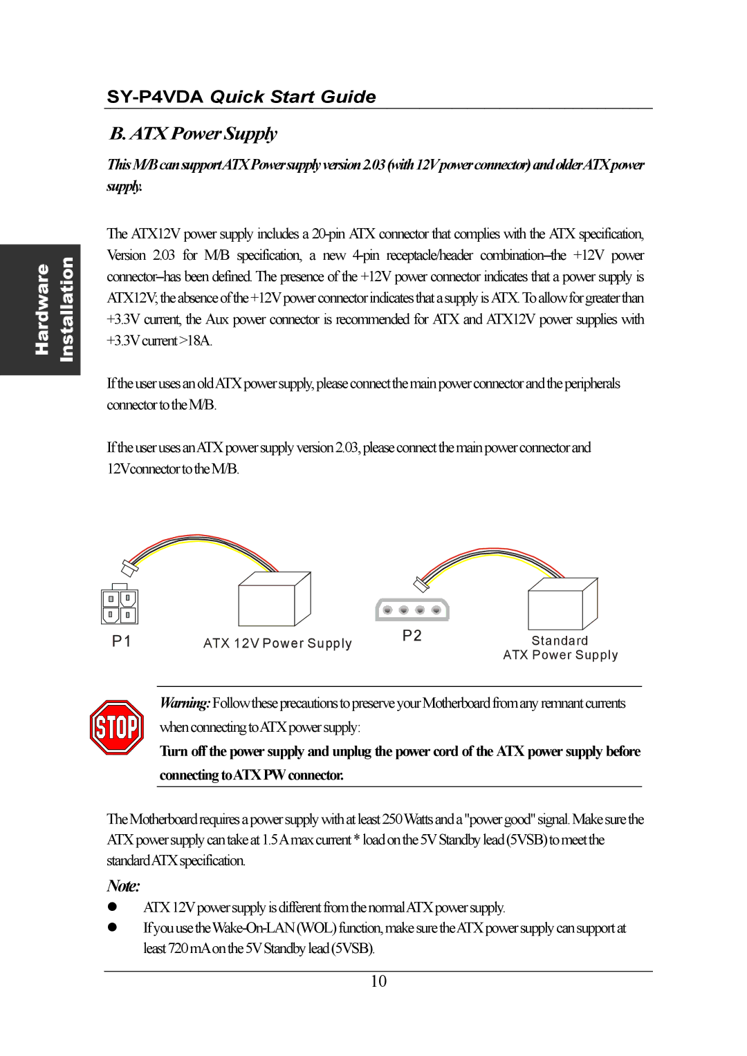 SOYO SY-P4VDA quick start ATX Power Supply 