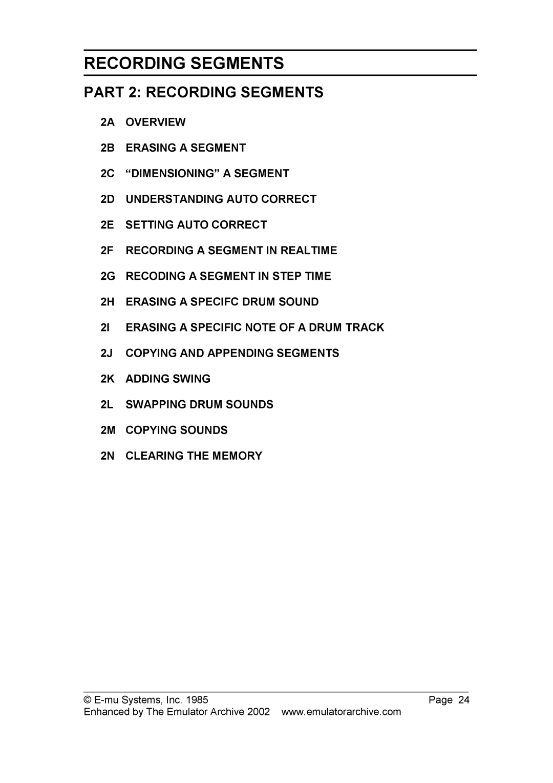 SP Studio Systems SP-12 manual Part 2 Recording Segments 