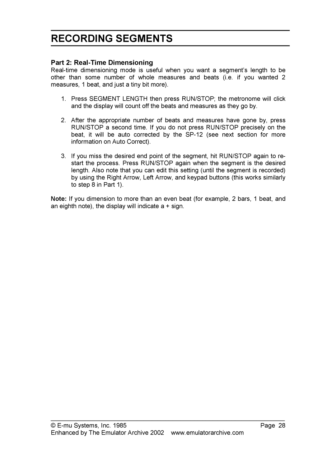 SP Studio Systems SP-12 manual Part 2 Real-Time Dimensioning 