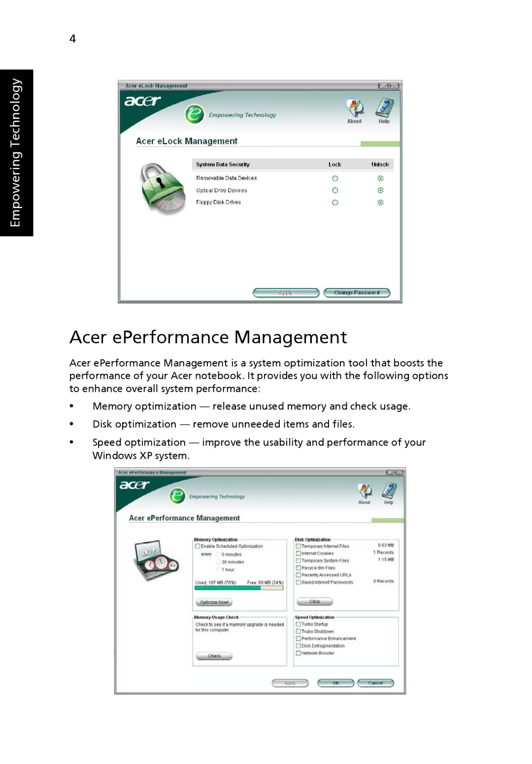 Space Bag 8210, 8200 manual Acer ePerformance Management 