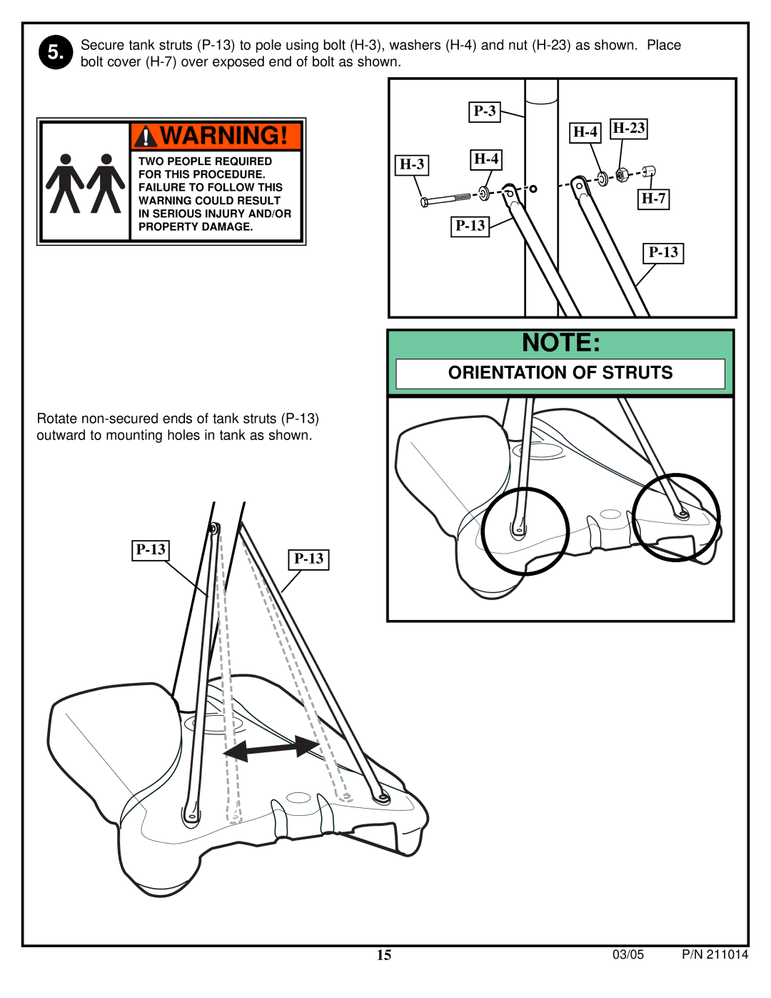 Spalding 211014 manual Orientation of Struts 