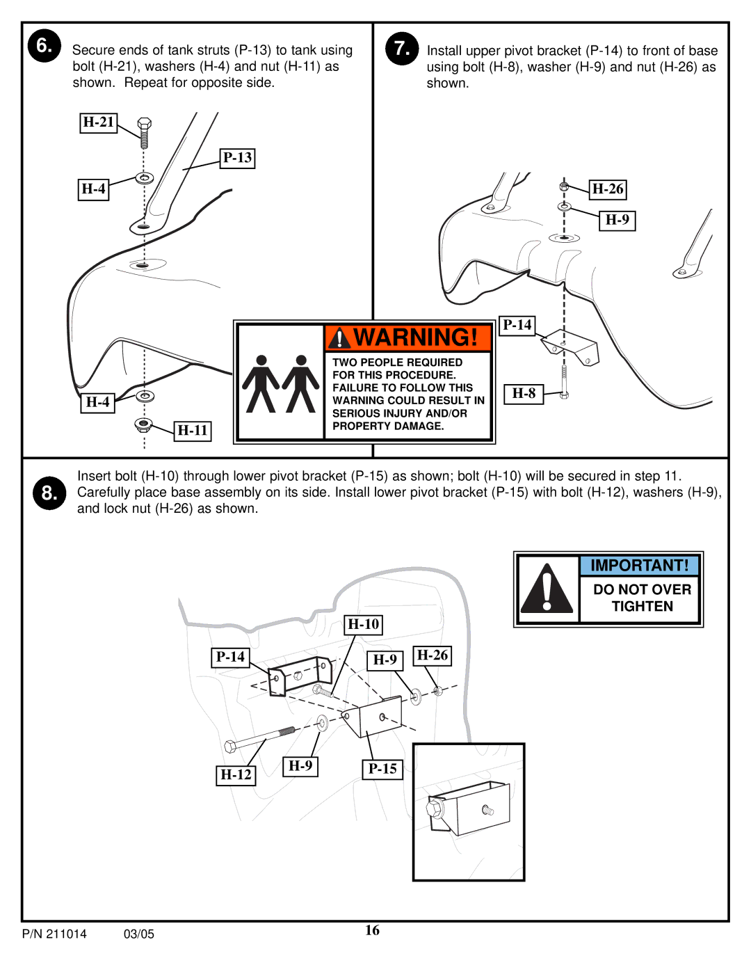 Spalding 211014 manual Do not Over 