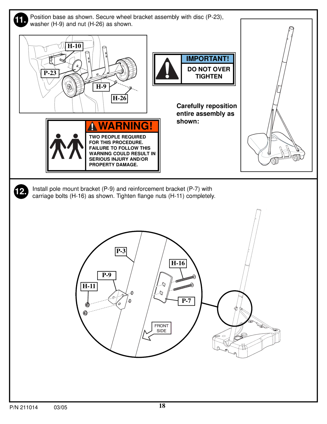 Spalding 211014 manual Carefully reposition 