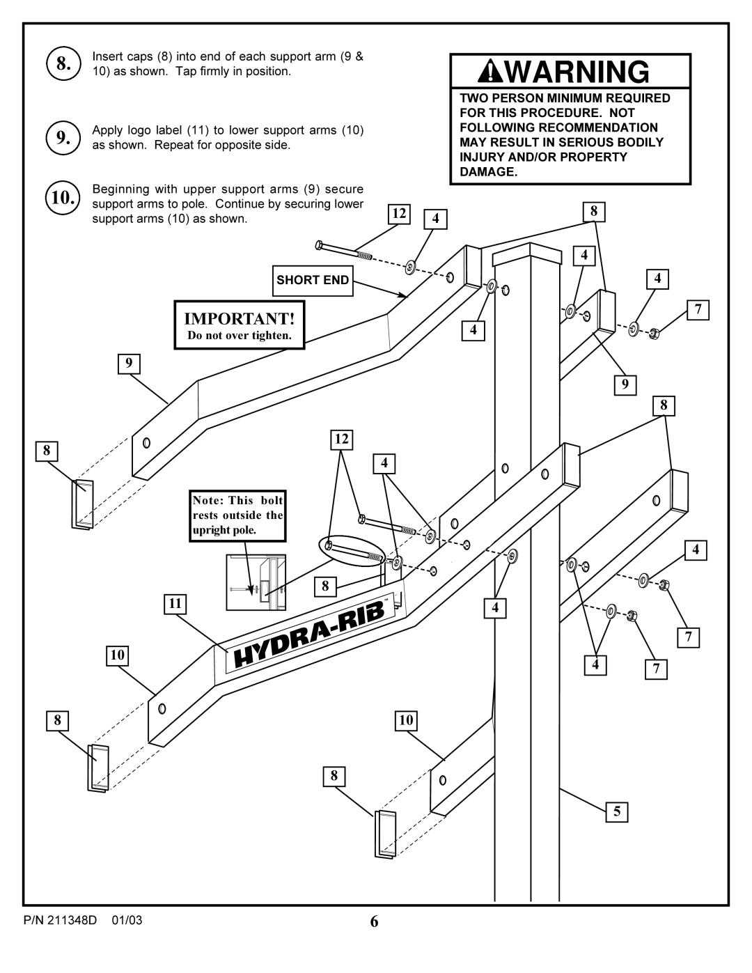 Spalding 211348D manual TWO Person Minimum Required 