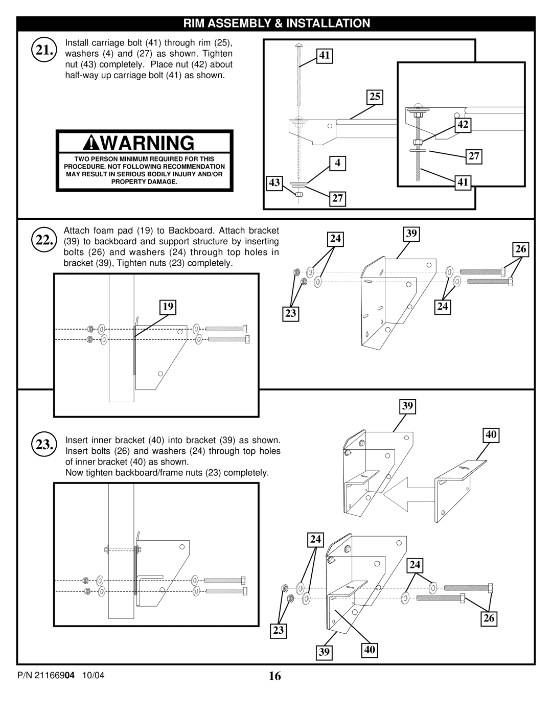 Spalding 21166904 manual RIM Assembly & Installation 