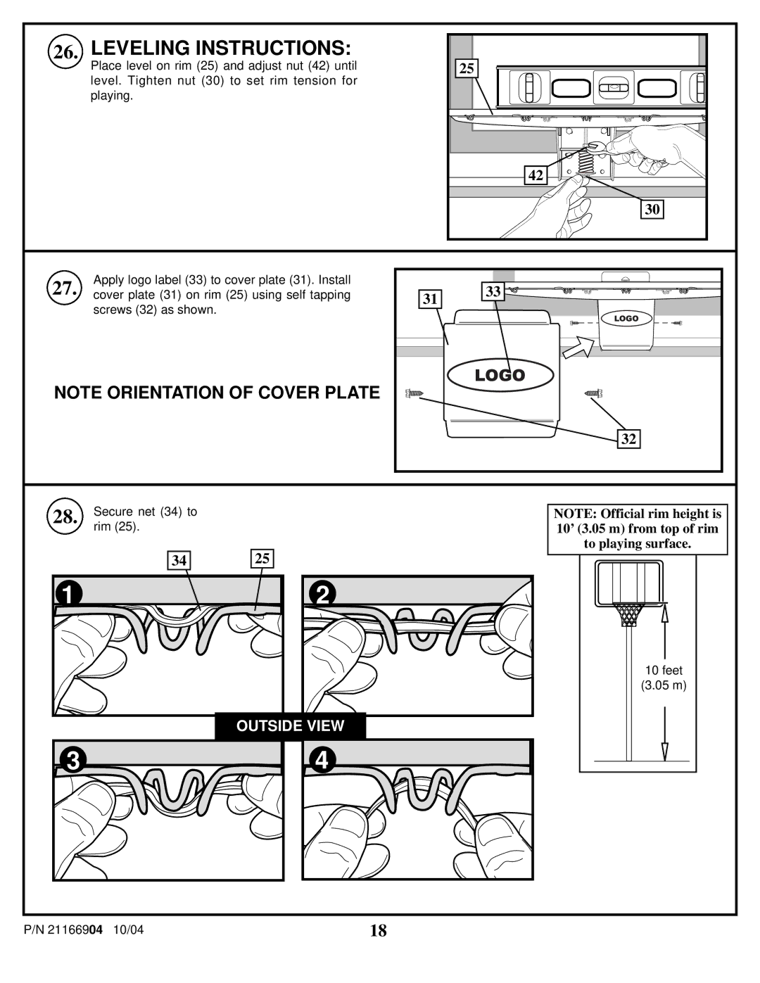 Spalding 21166904 manual Leveling Instructions 