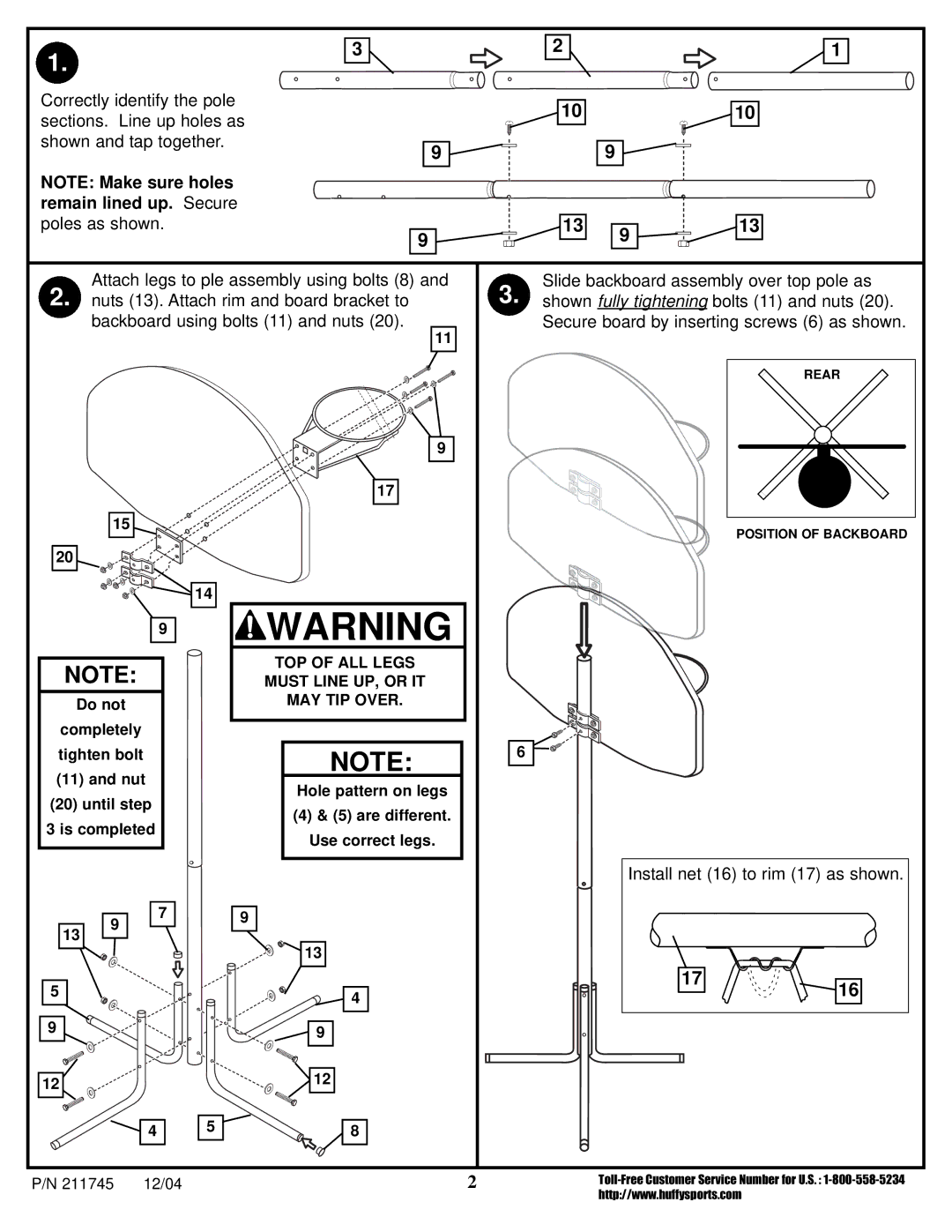 Spalding 211745 manual Install net 16 to rim 17 as shown 