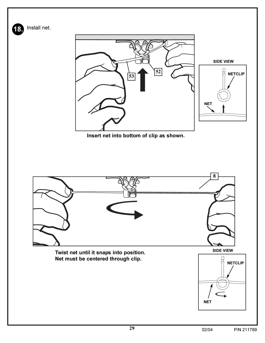 Spalding 211789 manual Install net 