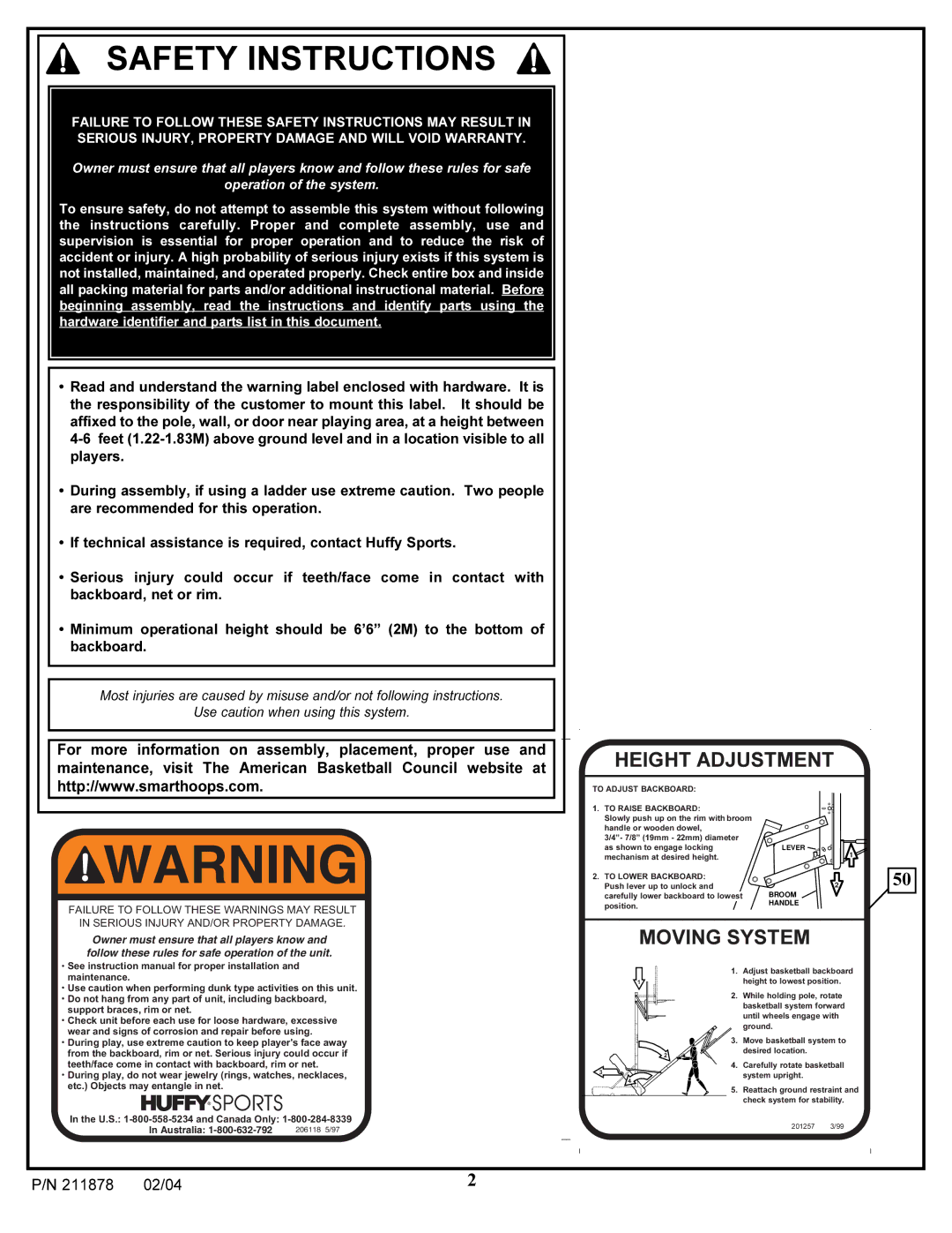 Spalding 211878 manual Safety Instructions 