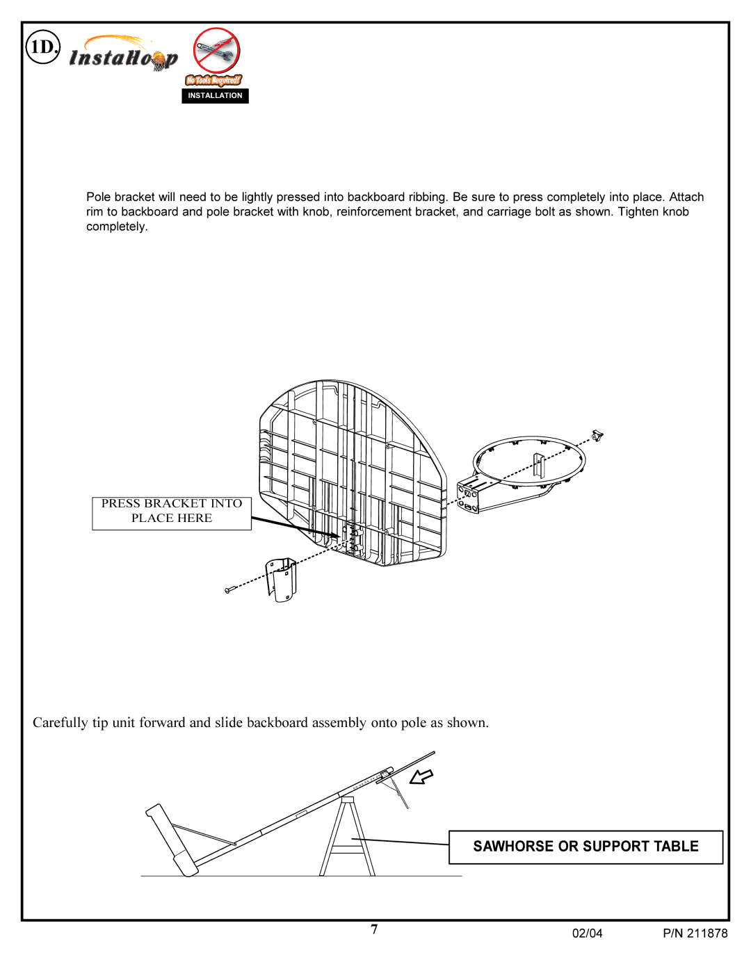 Spalding 211878 manual Sawhorse or Support Table 