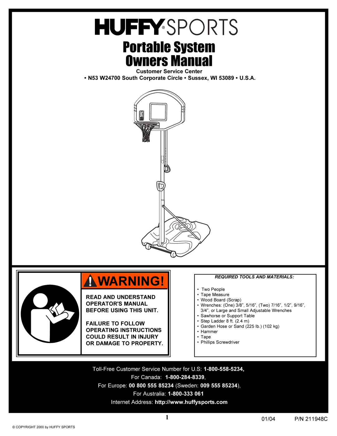 Spalding 211948C manual Portable System 