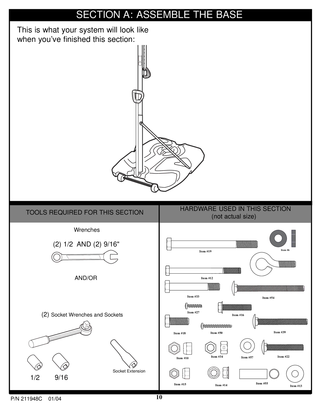 Spalding 211948C manual Section a Assemble the Base 