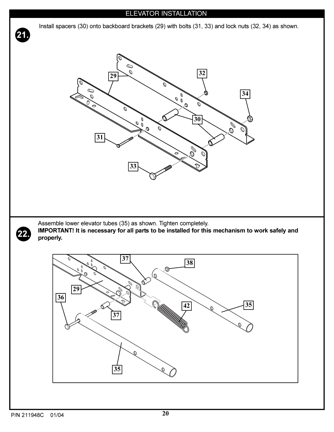 Spalding 211948C manual Elevator Installation 