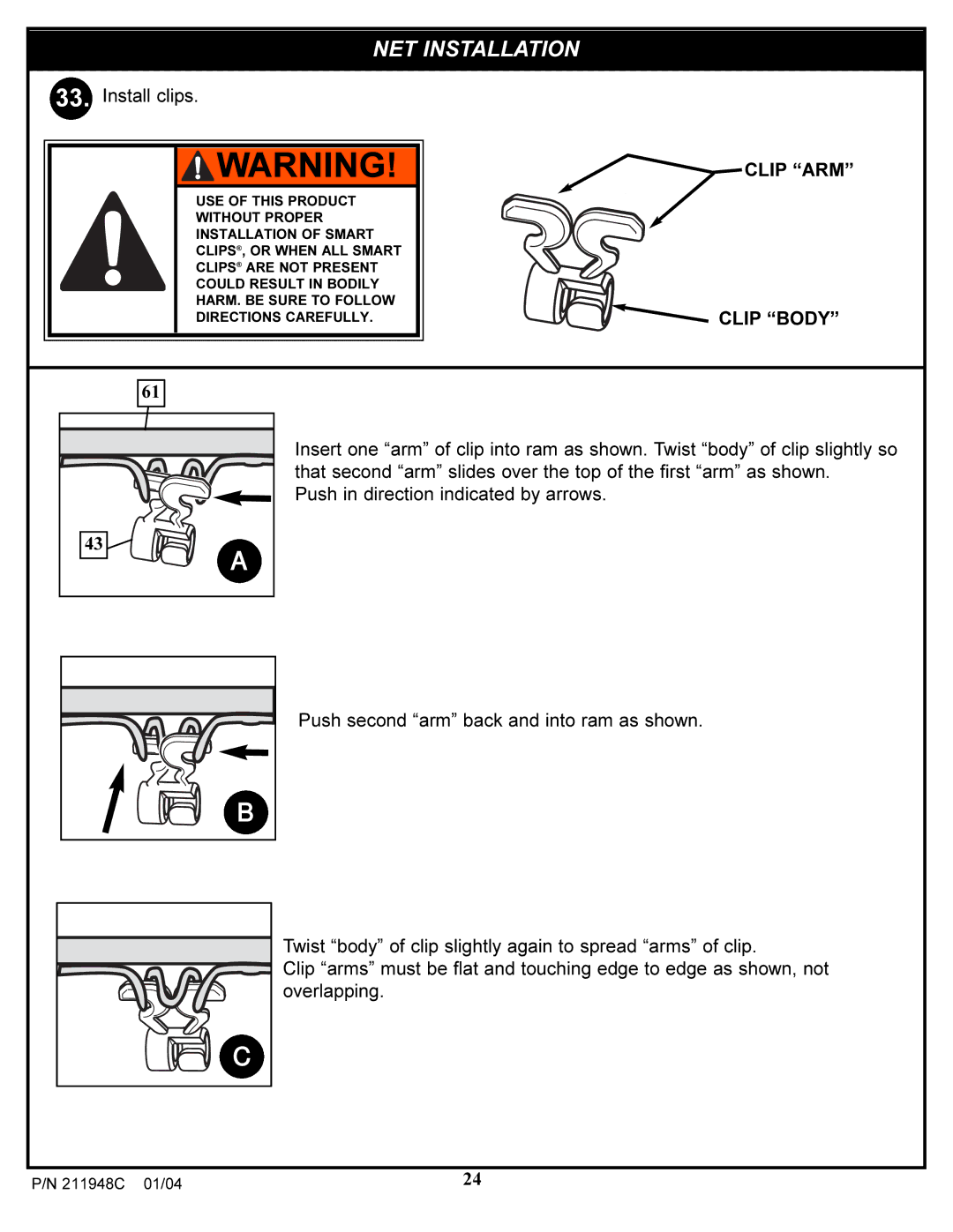 Spalding 211948C manual NET Installation 