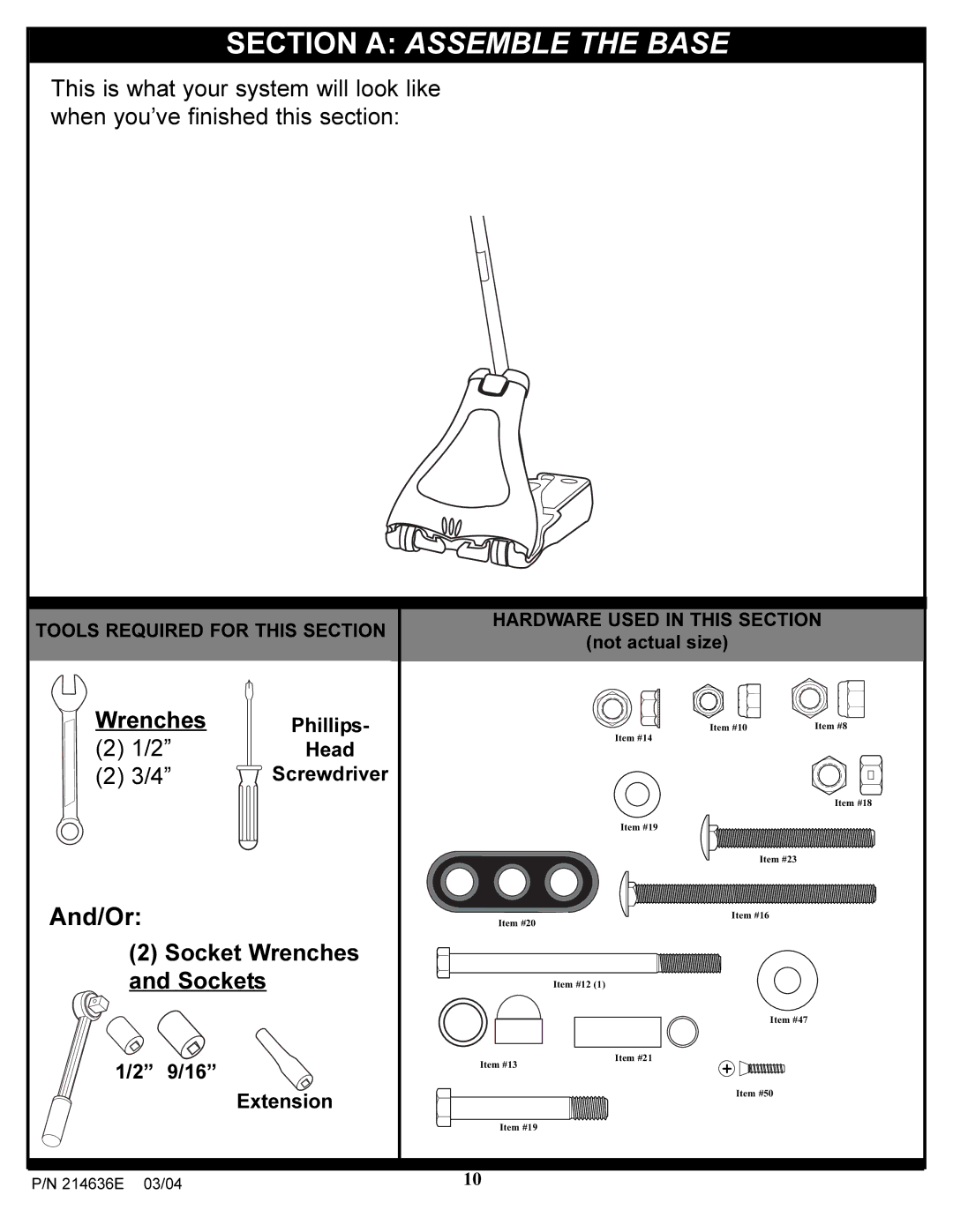 Spalding 214636E manual Section a Assemble the Base 