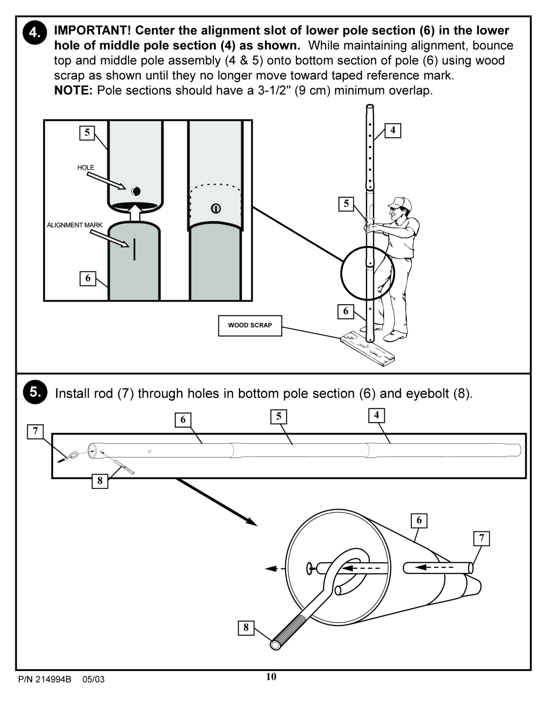 Spalding 214994B manual Install rod 7 through holes in bottom pole and eyebolt 