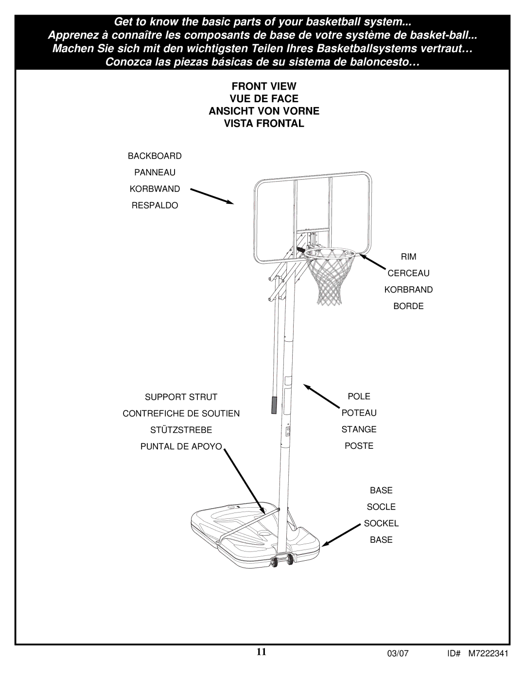 Spalding 42LB5D manual Front View VUE DE Face Ansicht VON Vorne Vista Frontal 